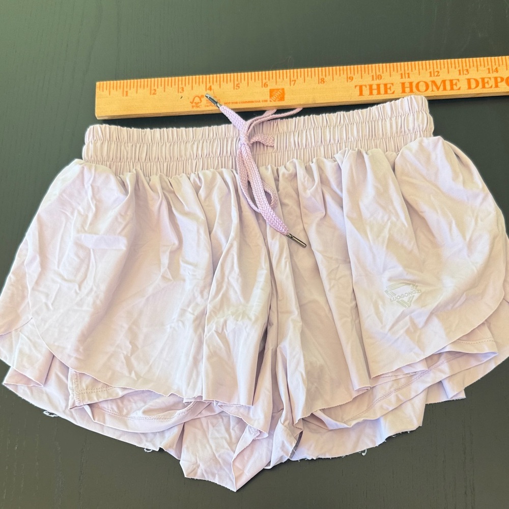 Lugongzi Light Lavender Women’s Running Shorts with Drawstring S
